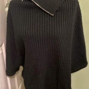 MICHAEL KORS Black Turtleneck Poncho Sweater